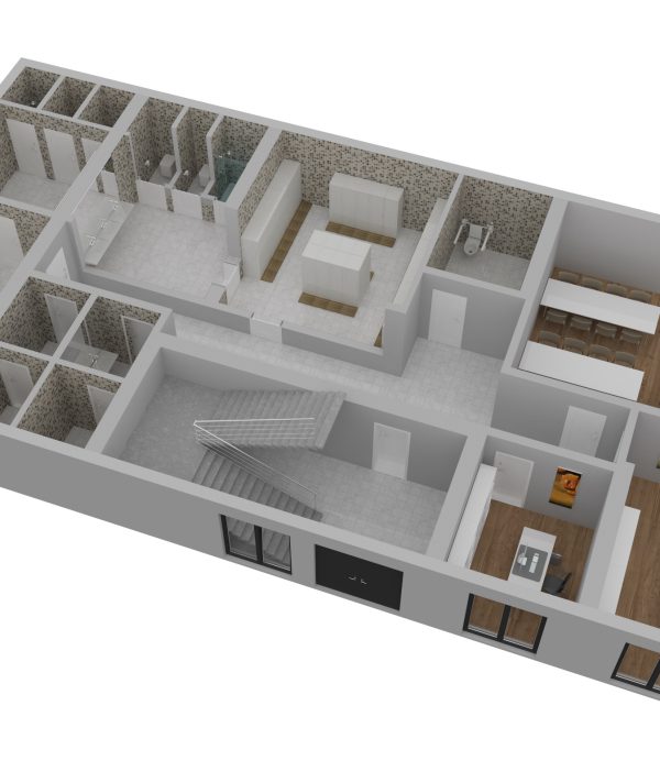 Model 3D wnętrza budynku biurowego